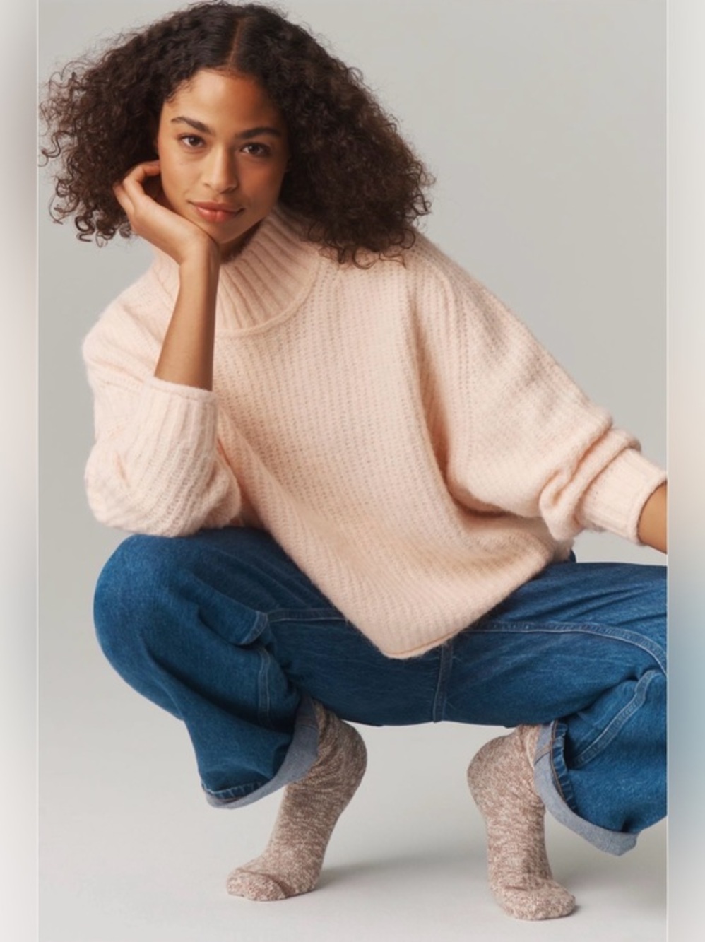 Anthropologie Dawn Mock-Neck Chunky Sweater NWT